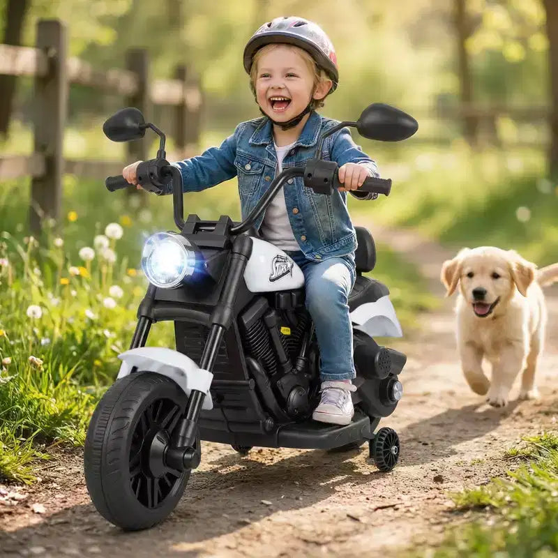 Gymax Moto pour enfants avec phare, musique, stabilisateurs et pédale pour garçons et filles