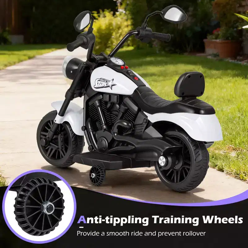 Gymax Moto pour enfants avec phare, musique, stabilisateurs et pédale pour garçons et filles