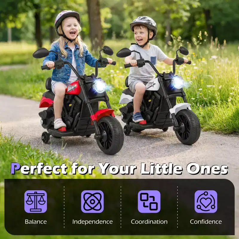 Gymax Moto pour enfants avec phare, musique, stabilisateurs et pédale pour garçons et filles
