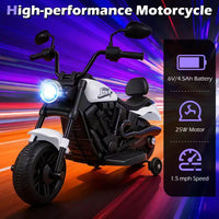 Gymax Moto pour enfants avec phare, musique, stabilisateurs et pédale pour garçons et filles