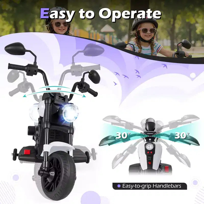 Gymax Moto pour enfants avec phare, musique, stabilisateurs et pédale pour garçons et filles