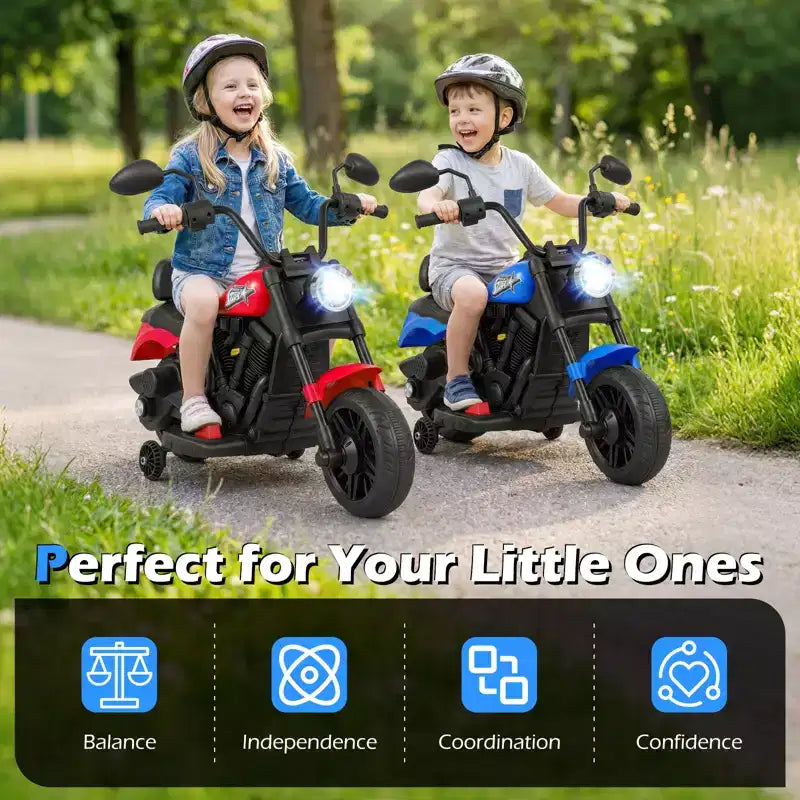 Gymax Moto pour enfants avec phare, musique, stabilisateurs et pédale pour garçons et filles