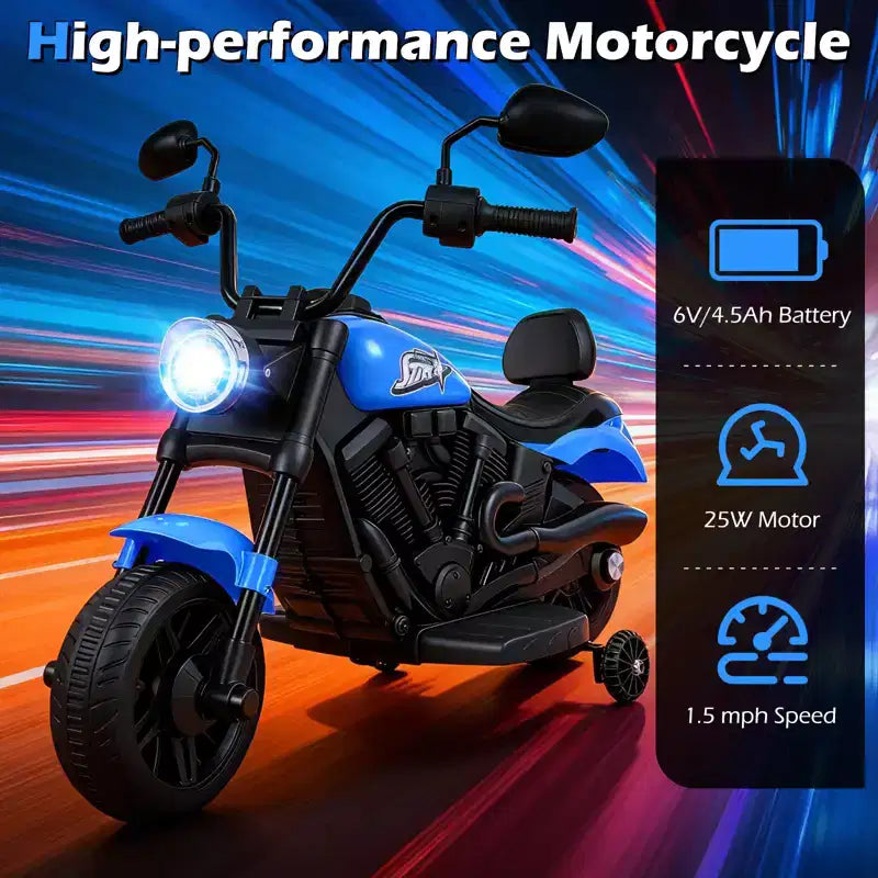 Gymax Moto pour enfants avec phare, musique, stabilisateurs et pédale pour garçons et filles