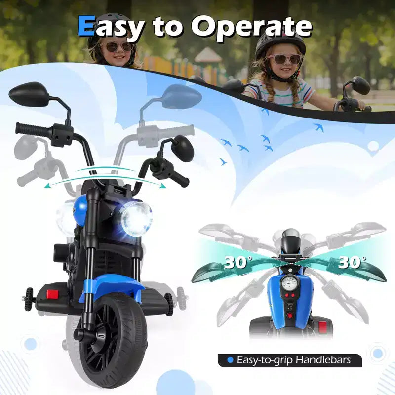 Gymax Moto pour enfants avec phare, musique, stabilisateurs et pédale pour garçons et filles
