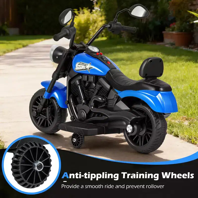 Gymax Moto pour enfants avec phare, musique, stabilisateurs et pédale pour garçons et filles