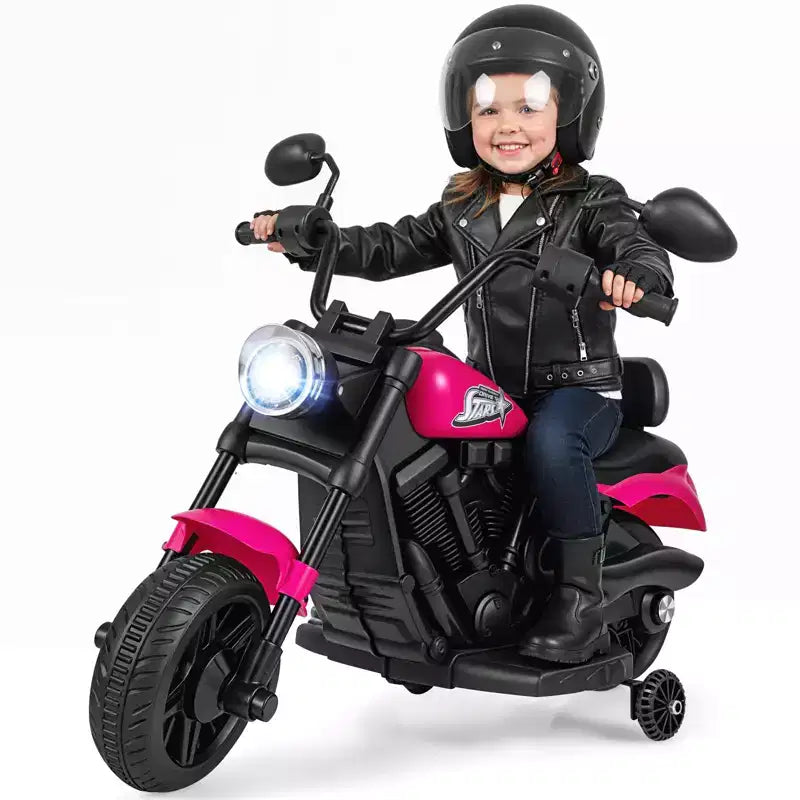 Gymax Moto pour enfants avec phare, musique, stabilisateurs et pédale pour garçons et filles