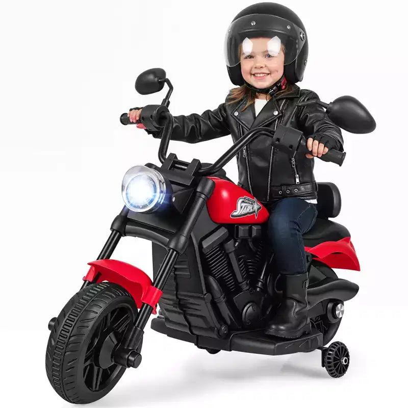 Gymax Moto pour enfants avec phare, musique, stabilisateurs et pédale pour garçons et filles