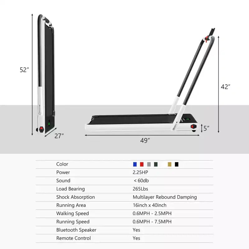 Gymax Machine de course 2-en-1 sous le bureau, tapis roulant électrique et moteur puissant, roulettes de transport flexibles, support pour téléphone, Argent/Noir/Blanc