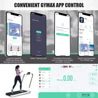 Gymax Machine de course 2-en-1 sous le bureau, tapis roulant électrique et moteur puissant, roulettes de transport flexibles, support pour téléphone, Argent/Noir/Blanc
