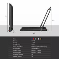 Gymax Machine de course 2-en-1 sous le bureau, tapis roulant électrique et moteur puissant, roulettes de transport flexibles, support pour téléphone, Argent/Noir/Blanc