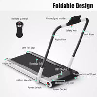 Gymax Machine de course 2-en-1 sous le bureau, tapis roulant électrique et moteur puissant, roulettes de transport flexibles, support pour téléphone, Argent/Noir/Blanc