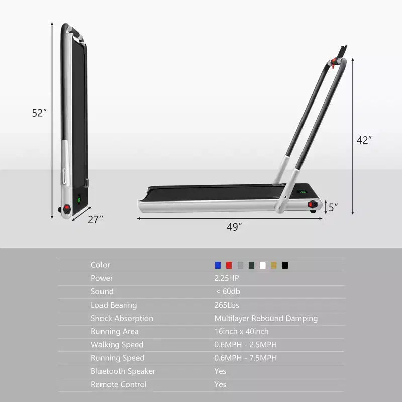 Gymax Machine de course 2-en-1 sous le bureau, tapis roulant électrique et moteur puissant, roulettes de transport flexibles, support pour téléphone, Argent/Noir/Blanc
