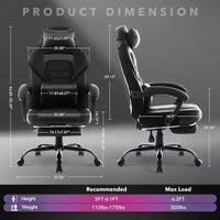 Chaise gaming ergonomique Acekool pour adultes, cuir PU, lombaire de massage, repose-pieds, réglable, pour le bureau ou le gaming