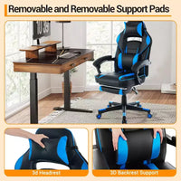 Chaise gaming ergonomique Acekool pour adultes, cuir PU, lombaire de massage, repose-pieds, réglable, pour le bureau ou le gaming