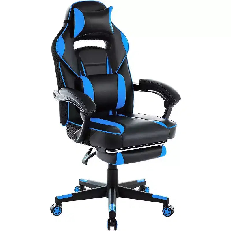 Chaise de jeu ergonomique Acekool pour adultes, cuir PU, massage lombaire, repose-pieds, réglable, pour bureau ou jeu