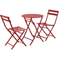 Ensemble table ronde pliable d'extérieur + 2 chaises, ensemble de terrasse de taverne, table et chaise de loisir portables en métal anti-rouille pour cour
