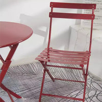 Ensemble table ronde pliable d'extérieur + 2 chaises, ensemble de terrasse de taverne, table et chaise de loisir portables en métal anti-rouille pour cour