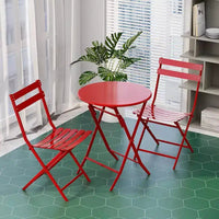 Ensemble table ronde pliable d'extérieur + 2 chaises, ensemble de terrasse de taverne, table et chaise de loisir portables en métal anti-rouille pour cour