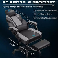 Chaises de Jeu Celebalcony pour Adultes avec Repose-Pieds, Dossier Haut, Support Lombaire Massant, Chaises d'Ordinateur Pivotantes à 360° et Réglables en Hauteur