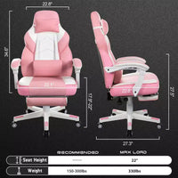 Chaises de Jeu Celebalcony pour Adultes avec Repose-Pieds, Dossier Haut, Support Lombaire Massant, Chaises d'Ordinateur Pivotantes à 360° et Réglables en Hauteur