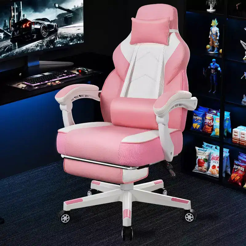 Chaises de Jeu Celebalcony pour Adultes avec Repose-Pieds, Dossier Haut, Support Lombaire Massant, Chaises d'Ordinateur Pivotantes à 360° et Réglables en Hauteur
