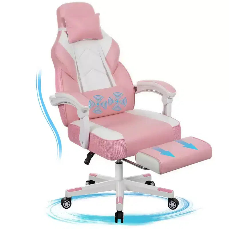Chaises de Jeu Celebalcony pour Adultes avec Repose-Pieds, Dossier Haut, Support Lombaire Massant, Chaises d'Ordinateur Pivotantes à 360° et Réglables en Hauteur