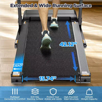 Tapis roulant inclinable de 3 CV avec capacité de 136 kg, tapis de course pliable pour la maison avec deux haut-parleurs, 64+7 programmes, course virtuelle avec application, tapis de marche et de jogging