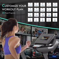 Gymax Tapis de course 4.75 HP avec application et inclinaison automatique, tapis de course pliant avec haut-parleurs Bluetooth et écran LED, machine de course électrique