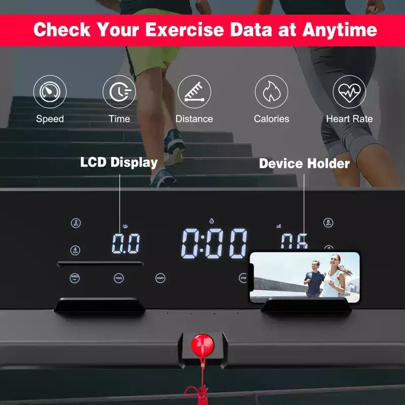 Tapis de course pliable Gymax, machine de marche électrique avec moteur puissant de 3,75 CV, tapis de course électrique sous le bureau avec haut-parleur Bluetooth et écran LCD