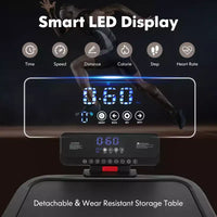 Tapis de course pliable Gymax 3 CV max, machine d'exercice pour la marche, la course et le jogging avec écran LED, main courante réglable en hauteur, deux haut-parleurs Bluetooth