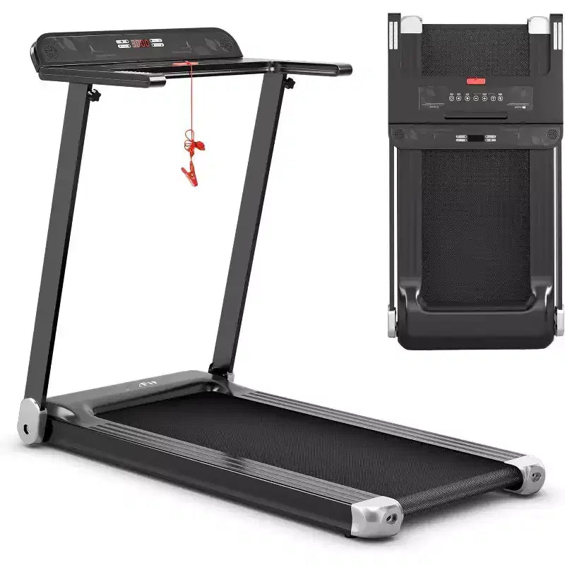 Tapis de course pliable Gymax compact pour la maison avec contrôle par application, Bluetooth, écran LED et support d'appareil, tapis de course électrique
