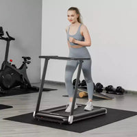 Tapis de course pliable Gymax compact pour la maison avec contrôle par application, Bluetooth, écran LED et support d'appareil, tapis de course électrique