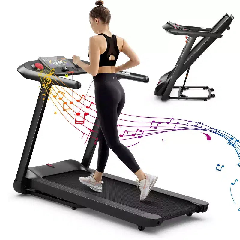 Tapis de course pliable Gymax 4,75 CV avec 20 programmes préréglés, écran tactile LED et télécommande, pour marche, jogging et course