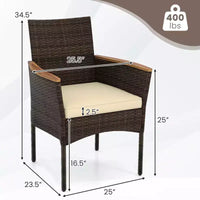 Gymax Chaises de patio en résine tressée 6 pièces avec cadre en acier et coussins moelleux, accoudoirs d'extérieur Mix Marron et Beige