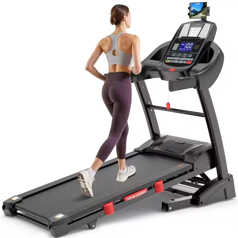 Tapis roulant pliable avec inclinaison automatique, capacité 300LB, vitesse 5HP et 12MPH, contrôle par APP intelligent, 64+3+3+1 programmes, équipement pour la course la marche le jogging
