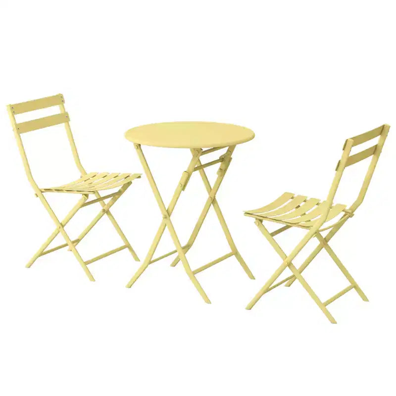 Ensemble de 3 pièces pour patio : table ronde et chaises pliantes de bistrot, chaise pliante portable à dossier réglable, convient à une utilisation intérieure et extérieure