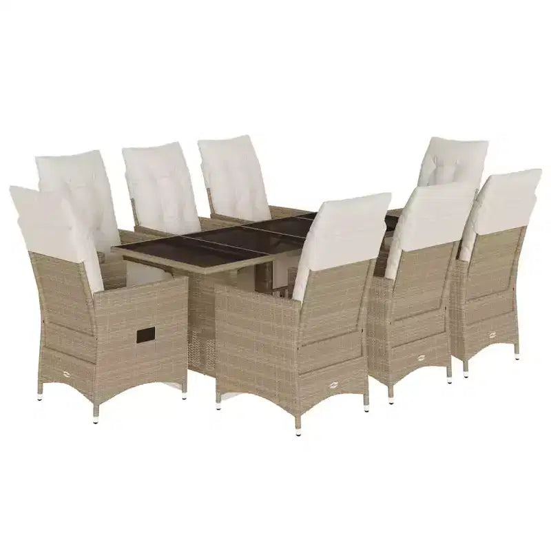 vidaXL Ensemble de bistrot de jardin avec coussins, mobilier d'extérieur en résine tressée beige