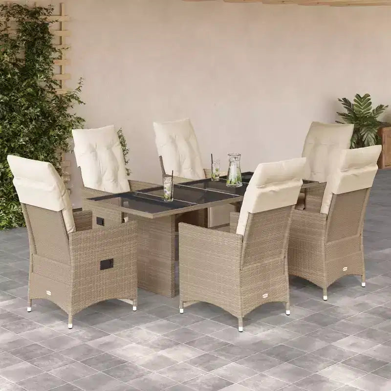vidaXL Ensemble de bistrot de jardin avec coussins, mobilier d'extérieur en résine tressée beige
