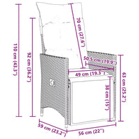 vidaXL Ensemble de bistrot de jardin avec coussins, mobilier d'extérieur en résine tressée beige