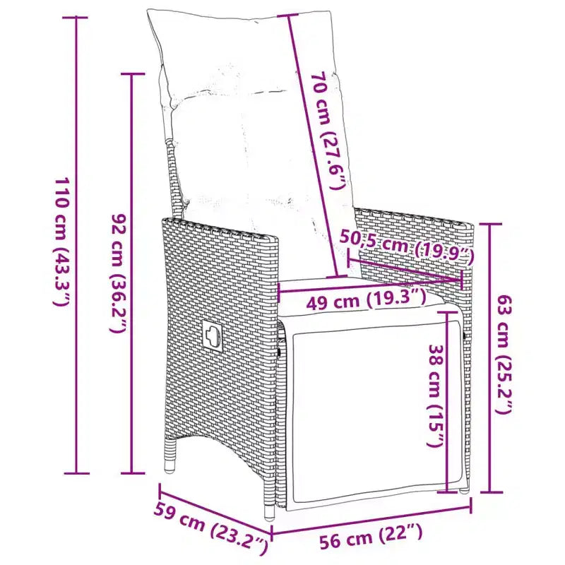 vidaXL Ensemble de bistrot de jardin avec coussins, mobilier d'extérieur en résine tressée beige