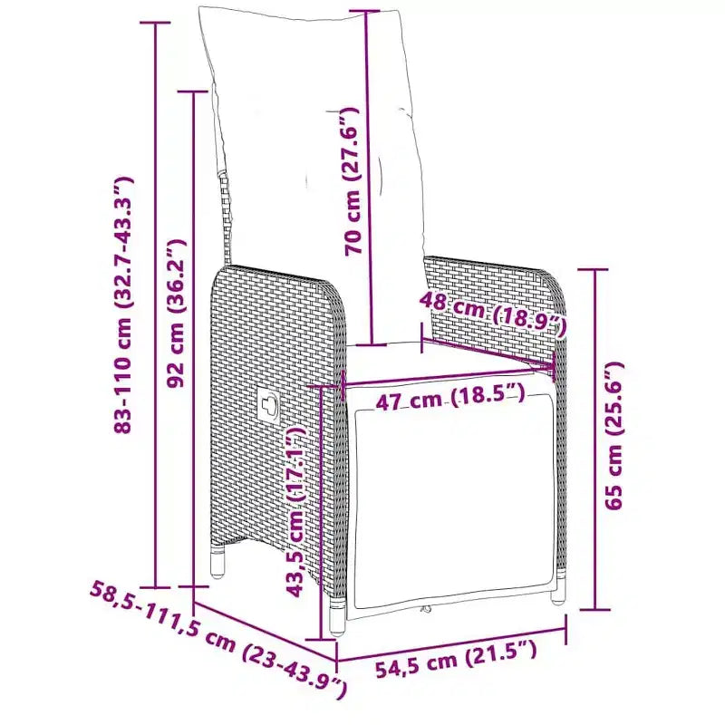 vidaXL Ensemble de bistrot Beige, Rotin PE Marron, Acier, Verre Trempé 6 places