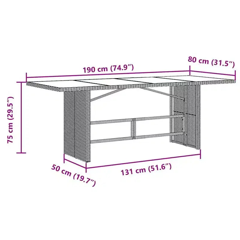 vidaXL Ensemble de bistrot Beige, Rotin PE Marron, Acier, Verre Trempé 6 places