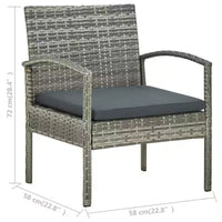 vidaXL Ensemble de chaises d'extérieur, lot de 3, Gris