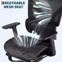 Fauteuil de bureau ergonomique Acekool en maille avec repose-pieds, accoudoirs 4D et soutien lombaire réglable pour la maison ou la salle de jeu