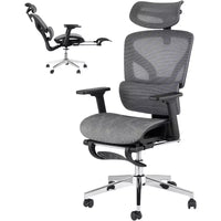 Fauteuil de bureau ergonomique Acekool en maille avec repose-pieds, accoudoirs 4D et soutien lombaire réglable pour la maison ou la salle de jeu