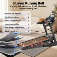 Tapis roulant pliable 5 CV avec inclinaison automatique de 20 % pour la maison, capacité de 180 kg, avec contrôle intelligent par application, 71 programmes, vitesse maximale de 19 km/h