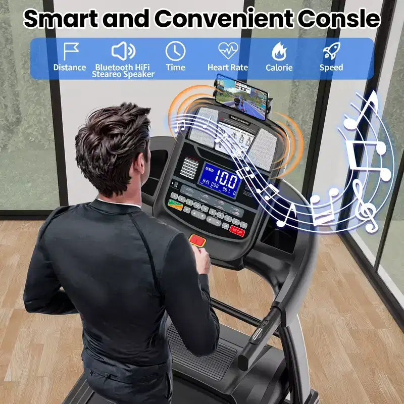 Tapis roulant pliable 5 CV avec inclinaison automatique de 20 % pour la maison, capacité de 180 kg, avec contrôle intelligent par application, 71 programmes, vitesse maximale de 19 km/h