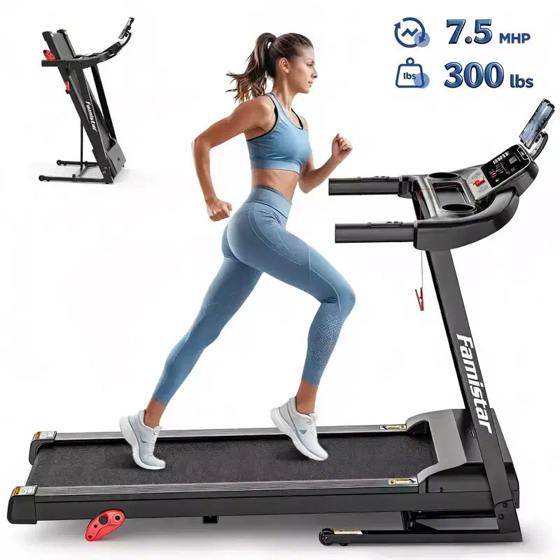 Tapis de course à domicile, capacité de 136 kg, large surface de course, contrôle par application intelligente, inclinaison réglable, 1-12 km/h, 71 programmes prédéfinis
