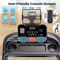 Tapis de course à domicile, capacité de 136 kg, large surface de course, contrôle par application intelligente, inclinaison réglable, 1-12 km/h, 71 programmes prédéfinis