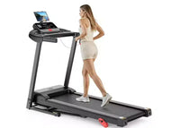 Tapis de course pliable 3 CV, inclinaison de 3 %, synchronisation avec application Bluetooth, podomètre, ceinture large, moniteur de fréquence cardiaque